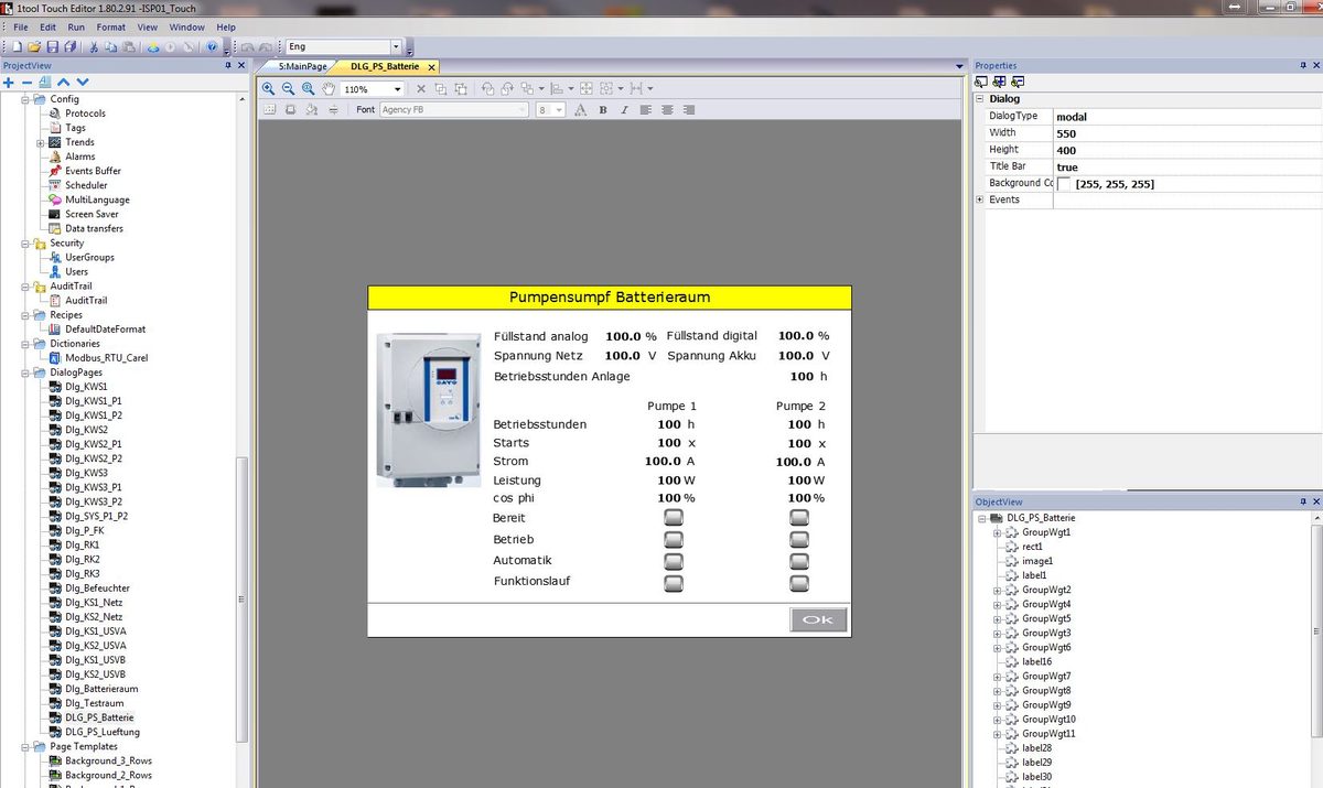 Visualisierung im Touch-Editor